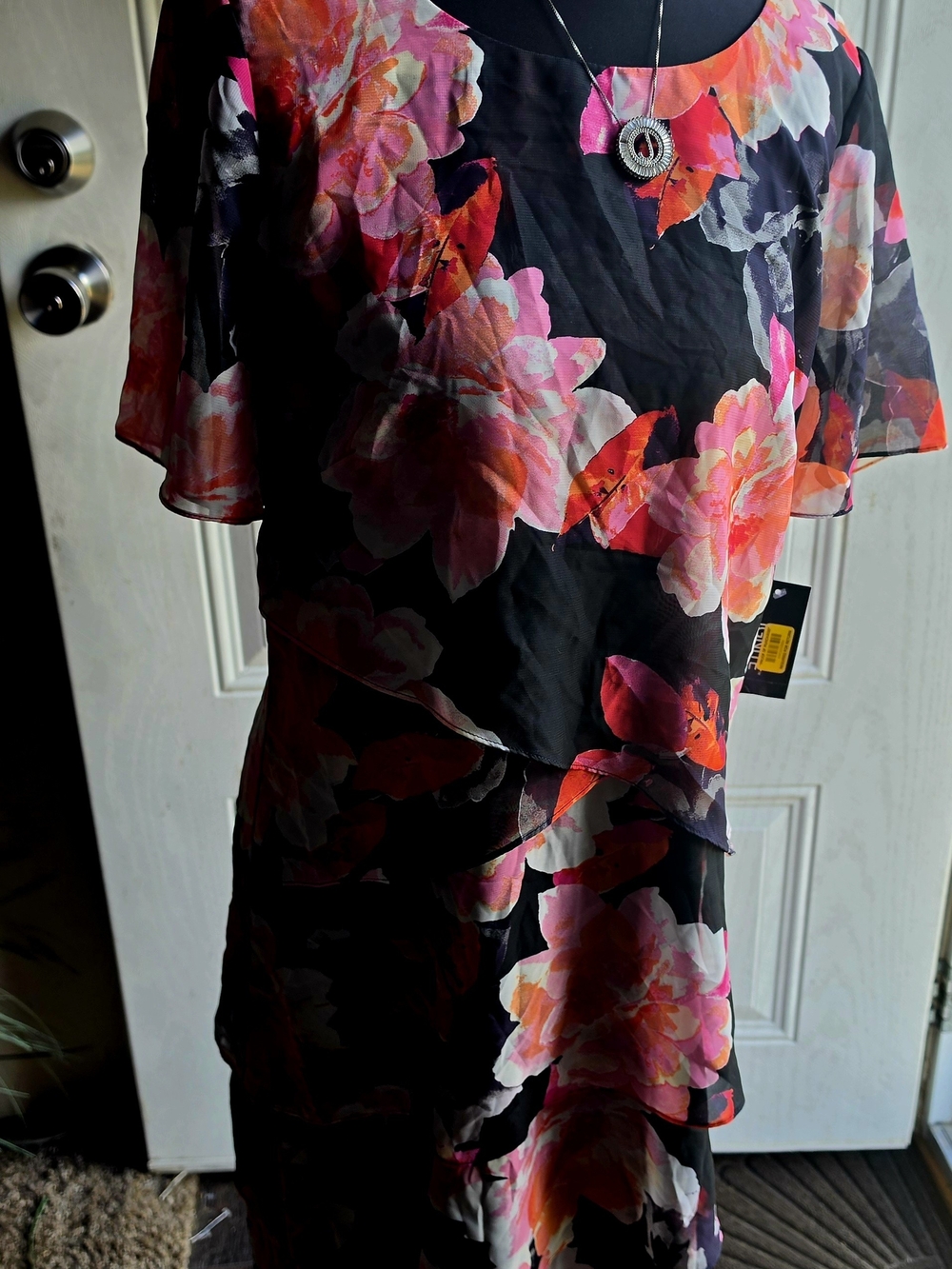 Ignite Evenings Floral Layered Chiffon Dress